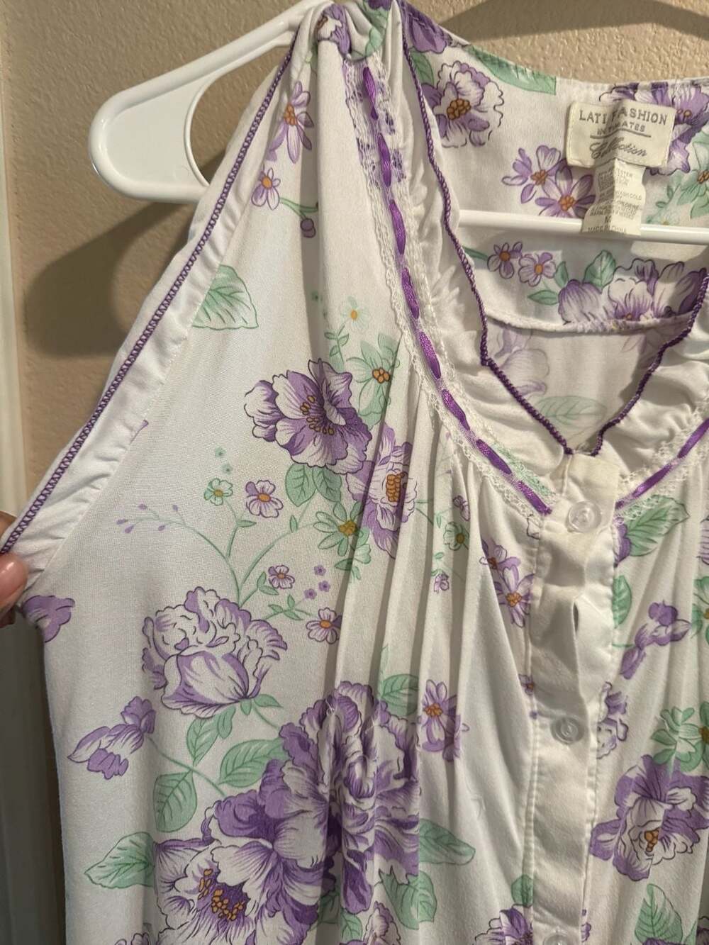 Lati Fashion Vibtage Intimates Floral Sleeveless Nightgown/Duster Sz.M - Picture 4 of 7